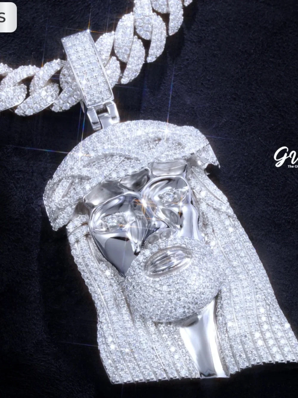 Gudi Cuban Link Necklace Moissanite Pave Chain With Pendant